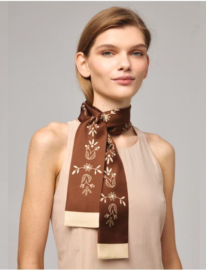 Картинка Шовкова стрічка Twilly «Мереживо» Chocolate 